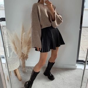 J. Crew Pleated Faux Leather Skrit